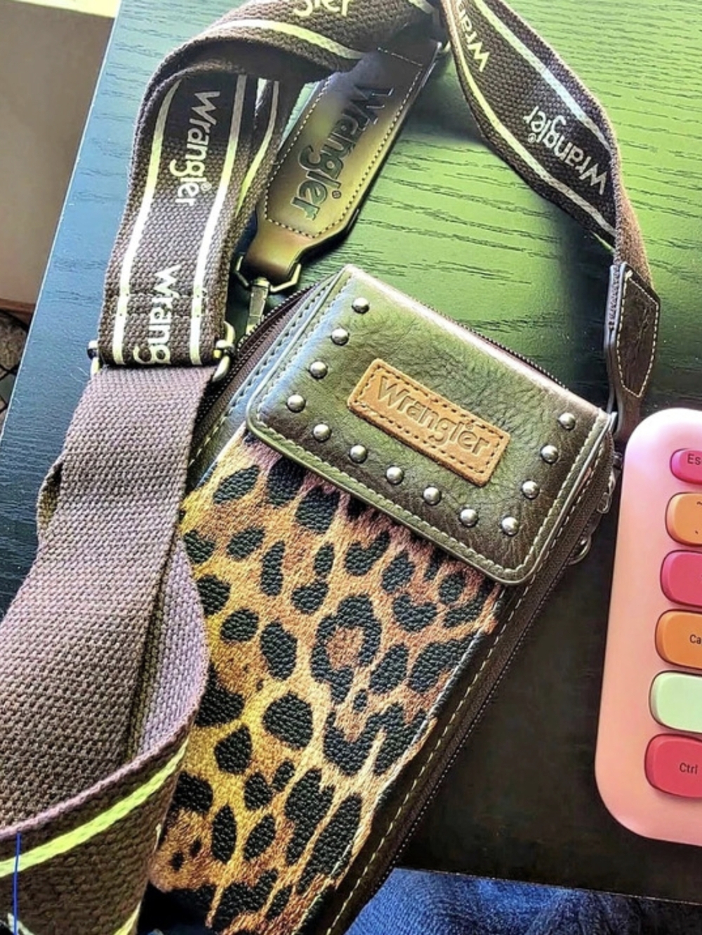 Wrangler Leopard Print Concealed Carry Tote/Crossbody Bag